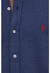 Polo Ralph Lauren koszula bawełniana męska kolor granatowy regular z kołnierzykiem button-down. Typ kołnierza: button down, polo. Kolor: niebieski. Materiał: bawełna. Wzór: aplikacja #4