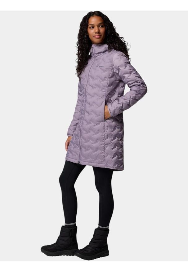 columbia - Kurtka Damska Columbia Delta Ridge II. Kolor: fioletowy. Materiał: puch. Długość: długie. Sezon: zima, jesień. Sport: turystyka piesza
