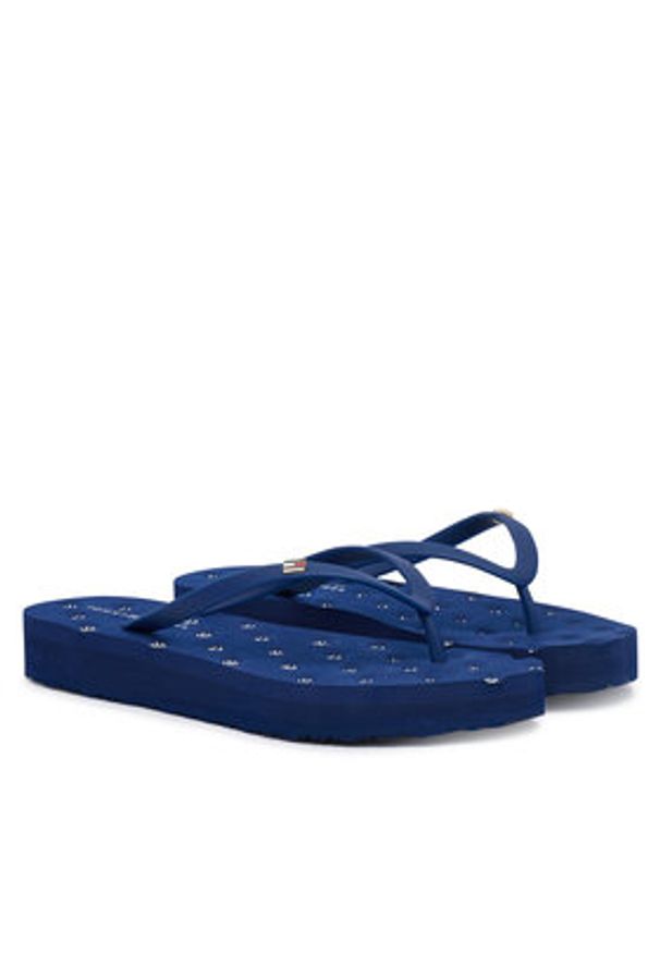 TOMMY HILFIGER - Tommy Hilfiger Japonki Repeat Logo Platform FW0FW09199 Granatowy. Kolor: niebieski. Materiał: syntetyk. Obcas: na platformie