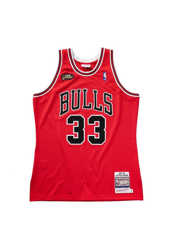 Mitchell & Ness - Autentyczna koszulka na drogowy finał Chicago Bulls NBA 1997/98. Kolor: czerwony. Sport: koszykówka