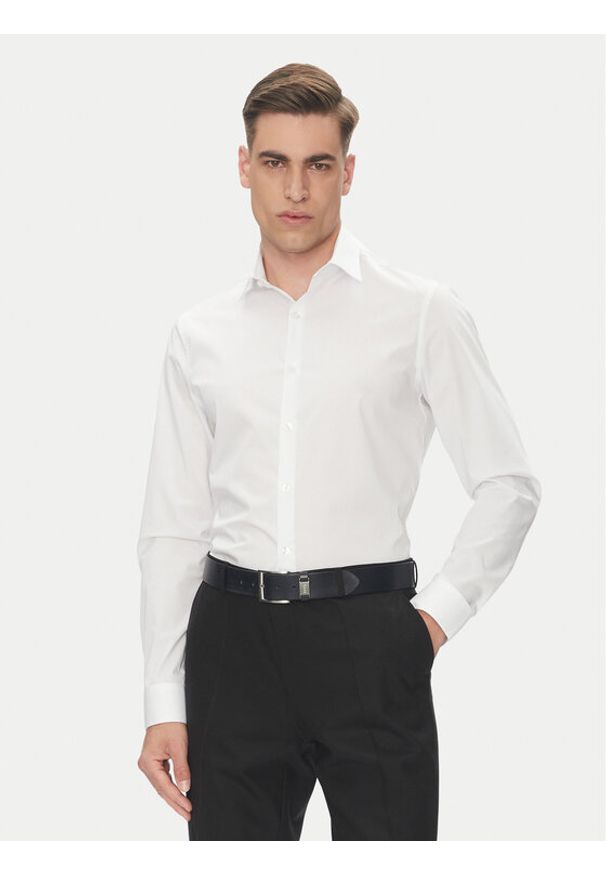 Calvin Klein Koszula Essential LV019EU000 Biały Slim Fit. Kolor: biały. Materiał: bawełna