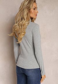 Renee - Jasnoszary Sweter z Golfem Ocieplony Polarem Nechama. Okazja: na co dzień. Typ kołnierza: golf. Kolor: szary. Materiał: polar. Styl: wizytowy, casual, elegancki #5