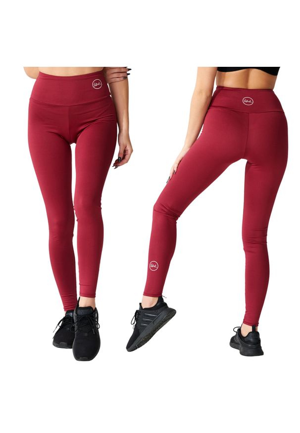 SLAVIWEAR - Legginsy z wysokim stanem fitness damskie Slavi Burgundowe. Stan: podwyższony. Kolor: brązowy, wielokolorowy, czerwony. Sport: fitness