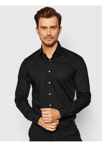 Calvin Klein Koszula Poplin K10K108229 Czarny Slim Fit. Kolor: czarny. Materiał: bawełna