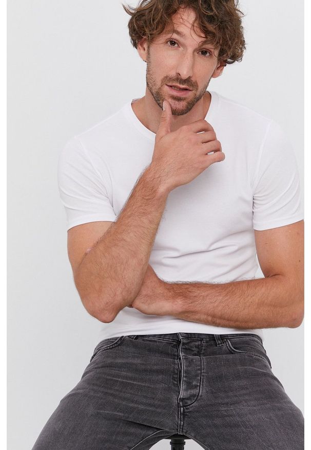 Drykorn - T-shirt Cadan (2-pack). Kolor: biały. Materiał: dzianina. Wzór: gładki