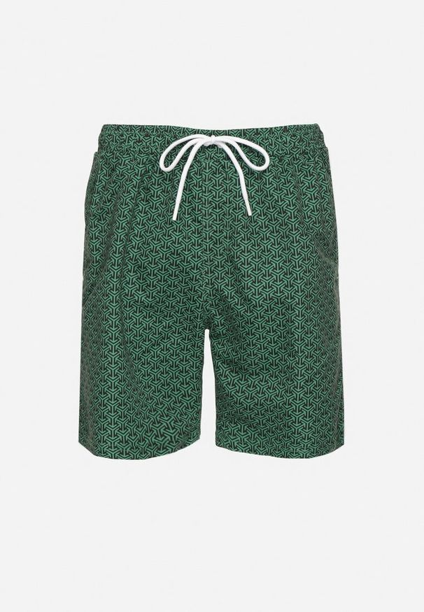Born2be - Zielone Szorty z Elastyczną Gumką i Ściągaczami Palarilea. Okazja: na co dzień. Kolor: zielony. Styl: casual