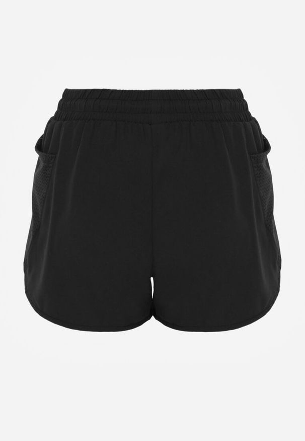 Renee - Czarne Szorty w Sportowym Stylu z Siateczką i Podszewką Elishka. Okazja: na spacer, na co dzień. Kolor: czarny. Styl: sportowy