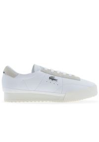 Buty damskie Lacoste Aura 225 1 SFA 749SFA0043-454 - białe. Okazja: na co dzień. Zapięcie: sznurówki. Kolor: biały. Materiał: guma, skóra. Wzór: aplikacja. Obcas: na płaskiej podeszwie. Sport: turystyka piesza