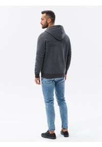 Ombre Clothing - Bluza męska rozpinana hoodie z nadrukami - grafitowa V1 B1423 - XXL. Kolor: szary. Materiał: poliester, elastan, bawełna. Wzór: nadruk #4