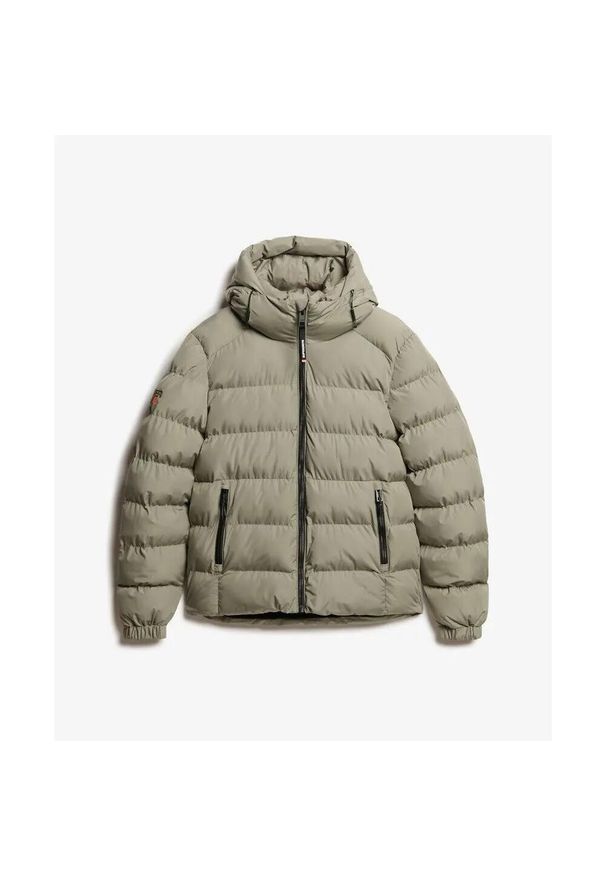 Kurtka puchowa Superdry Sports. Okazja: na co dzień. Kolor: zielony. Materiał: puch. Styl: sportowy, casual