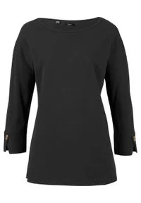 Shirt oversize o waflowej fakturze, rękawy 3/4 bonprix czarny. Kolor: czarny #1