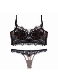 Intica - Komplet bielizny z gorsetowym topem na romantyczne wieczory Hendrikje. Kolor: czarny. Materiał: materiał