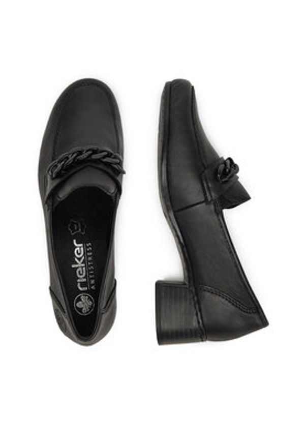 Rieker Loafersy 41660-00 Czarny. Kolor: czarny. Materiał: skóra