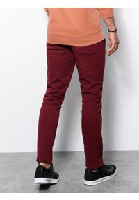 Ombre Clothing - Spodnie męskie dresowe bez ściągacza na nogawce - burgundowe V2. Kolor: czerwony. Materiał: dresówka #8