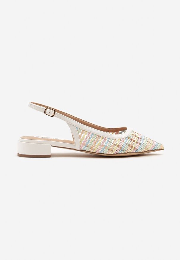 Renee - Białe Szydełkowe Sandały Slingback Odirissea. Zapięcie: sprzączka. Kolor: biały. Sezon: lato. Obcas: na szpilce. Styl: elegancki