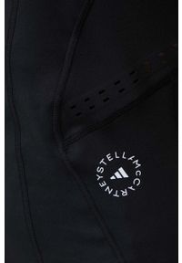 Adidas by Stella McCartney - adidas by Stella McCartney t-shirt treningowy kolor czarny. Okazja: na plażę. Kolor: czarny. Materiał: materiał, skóra, dzianina. Wzór: ze splotem, ażurowy