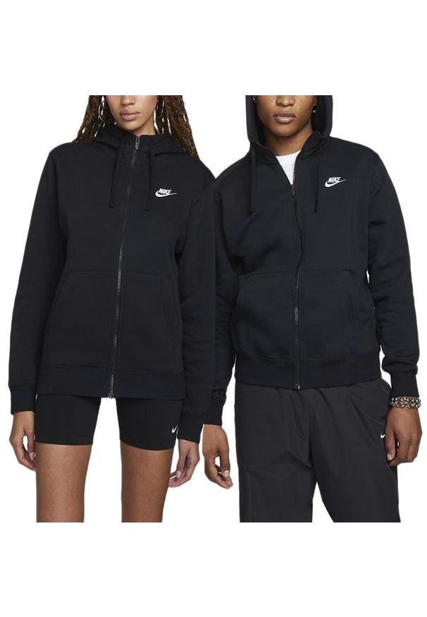 Bluza Nike NSW W Club Hoodie FZ BV2645-010 - czarna. Okazja: na co dzień. Typ kołnierza: kaptur. Kolor: czarny. Materiał: bawełna, materiał, poliester. Styl: sportowy, klasyczny, casual