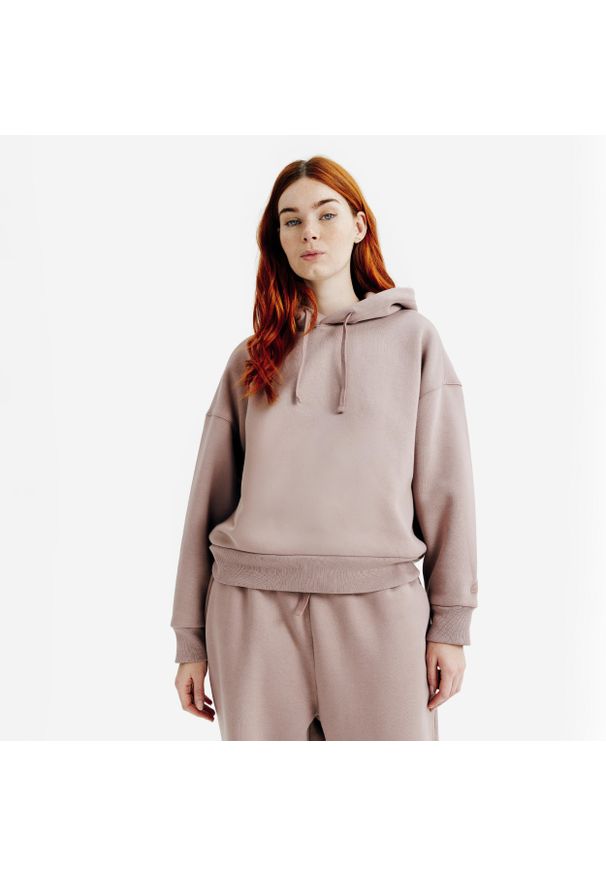 Decathlon - Bluza z kapturem damska Elementals. Typ kołnierza: kaptur. Kolor: wielokolorowy, różowy, brązowy. Materiał: tkanina, elastan, prążkowany, bawełna, materiał, poliester