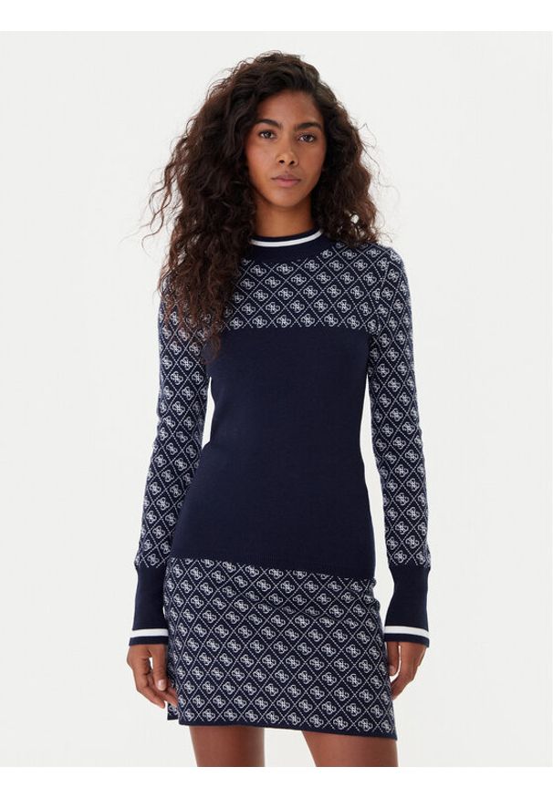 Guess Sweter W5BR24 Z3JD2 Granatowy Slim Fit. Kolor: niebieski. Materiał: syntetyk