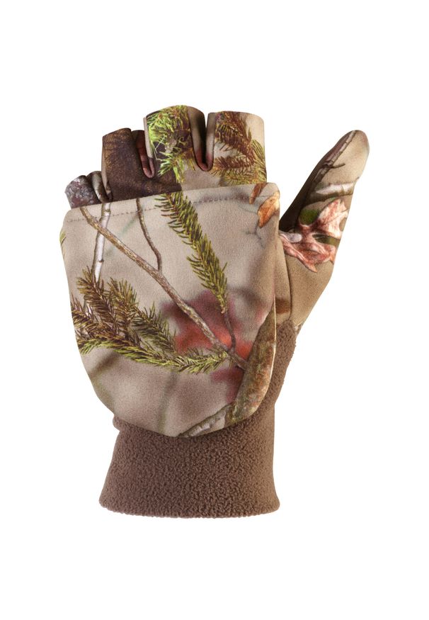 SOLOGNAC - Mitenki myśliwskie CAMO. Kolor: brązowy. Materiał: tkanina, polar