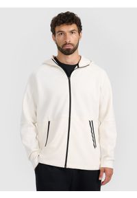 4f - 4F Bluza dresowa rozpinana z kapturem męska - biała S. Typ kołnierza: kaptur. Kolor: biały. Materiał: dresówka #1