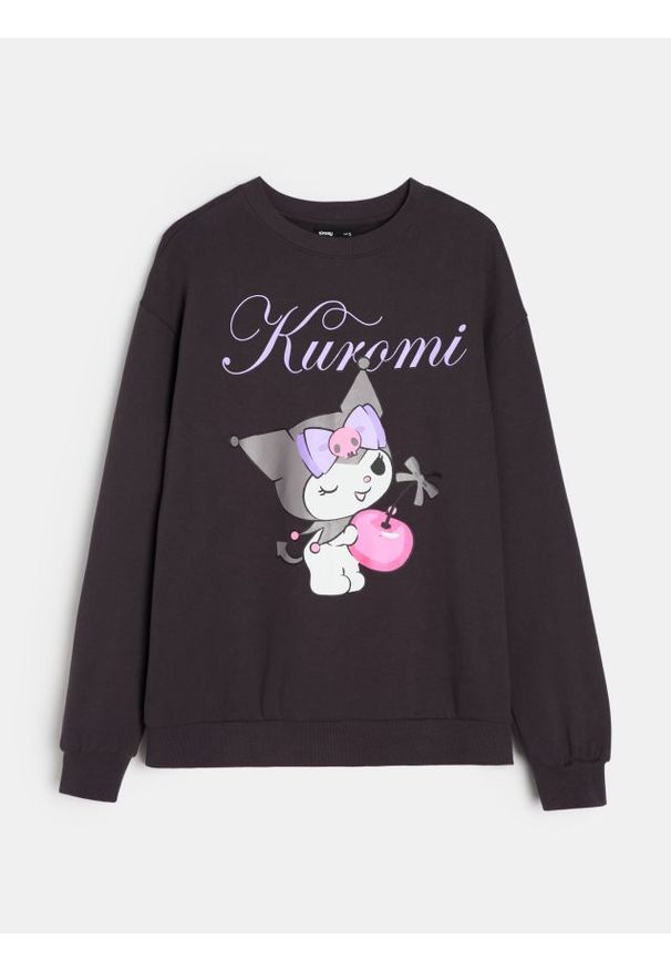 Sinsay - Bluza crewneck z nadrukiem Kuromi - szary. Kolor: szary. Wzór: nadruk