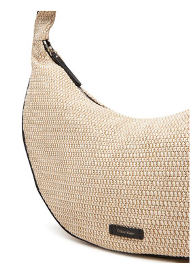 Calvin Klein Torebka Pinched Raffia Large Shoulder Ba LV04F3060G Beżowy. Kolor: beżowy
