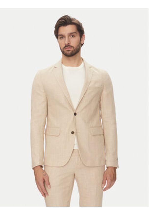 Lindbergh Garnitur 30-606060 Beżowy Slim Fit. Kolor: beżowy. Materiał: syntetyk