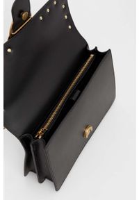 Pinko torebka skórzana kolor czarny. Kolor: czarny. Materiał: skórzane. Rodzaj torebki: na ramię #4