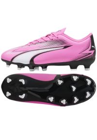 Buty Puma Ultra Play FG/AG Jr 107775 01 różowe. Kolor: różowy. Materiał: materiał, syntetyk. Szerokość cholewki: normalna. Sport: piłka nożna