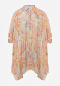 Born2be - Pomarańczowa Oversizowa Koszula z Bawełną o Kroju Typu Nietoperz Nyletia. Okazja: na co dzień. Typ kołnierza: kołnierzyk klasyczny. Kolor: pomarańczowy. Materiał: bawełna. Sezon: wiosna, lato. Styl: casual, elegancki, klasyczny #8