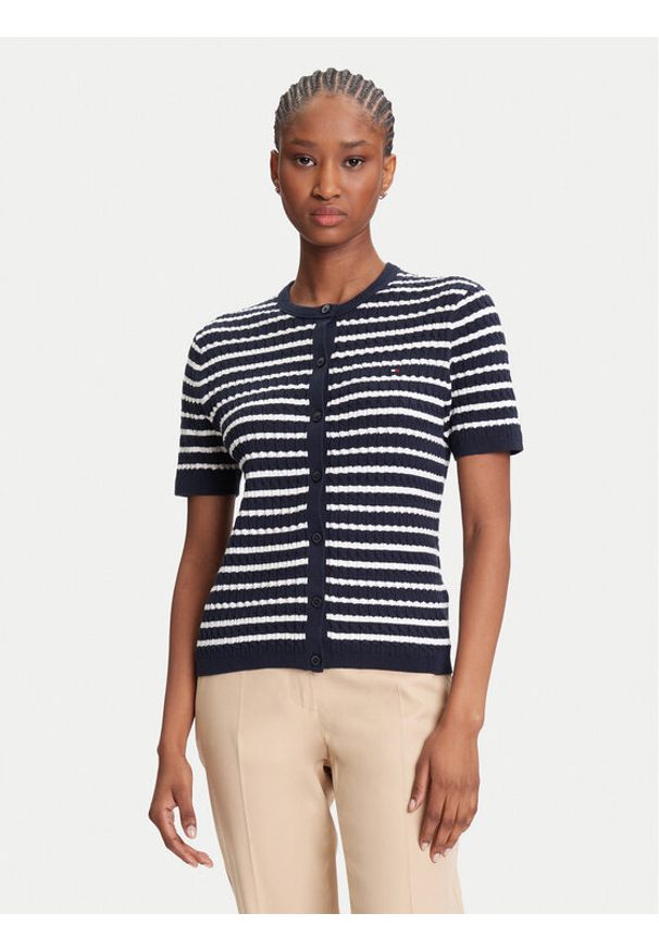 TOMMY HILFIGER - Tommy Hilfiger Kardigan WW0WW45707 Granatowy Slim Fit. Kolor: niebieski. Materiał: bawełna