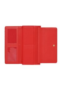 Ochnik - Duży czerwony portfel damski z logo. Kolor: czerwony. Materiał: skóra. Wzór: gładki #4