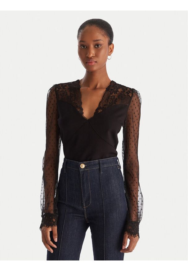 Morgan Bluzka 252-TARSILA Czarny Slim Fit. Kolor: czarny. Materiał: syntetyk, wiskoza