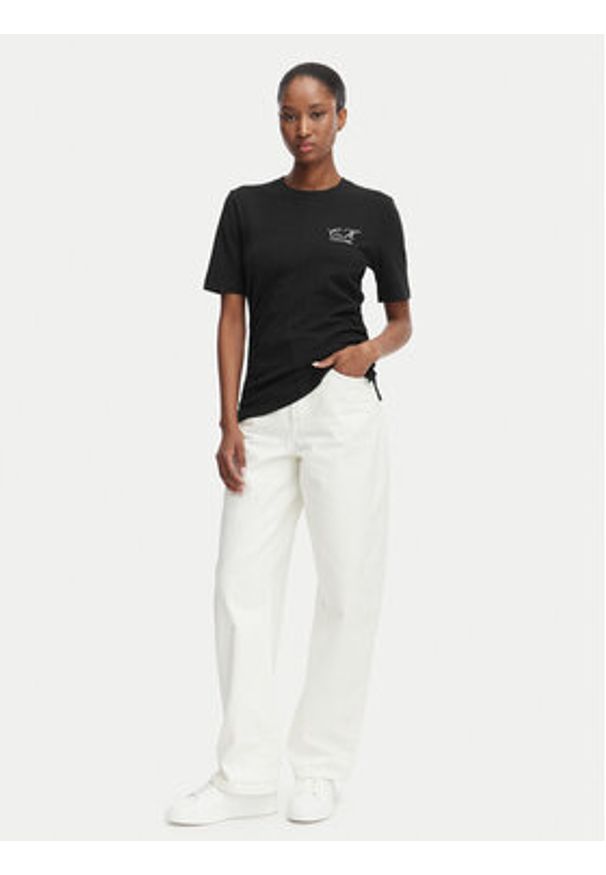 Calvin Klein Jeans T-Shirt LV047G808G Czarny Slim Fit. Kolor: czarny. Materiał: bawełna