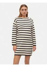 Vero Moda Sukienka dzianinowa Saba 10309307 Beżowy Loose Fit. Kolor: beżowy. Materiał: wiskoza