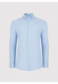 Pako Lorente - PAKO LORENTE – Niebieska dzianinowa koszula męska. Typ kołnierza: kołnierzyk klasyczny. Kolor: niebieski, biały, czarny. Materiał: dzianina. Długość rękawa: długi rękaw. Długość: długie. Wzór: gładki. Styl: klasyczny #5