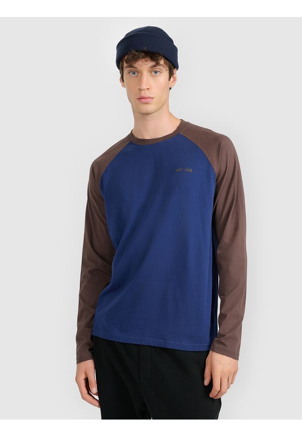 4f - 4F Longsleeve regular z nadrukiem męski - granatowy XXL. Okazja: na co dzień. Kolor: niebieski. Materiał: materiał. Długość rękawa: długi rękaw. Wzór: nadruk. Styl: casual, klasyczny