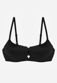 Born2be - Czarny Gładki Biustonosz z Ozdobną Imitacją Sznurowania Azivene. Kolor: czarny. Materiał: materiał. Wzór: gładki #1