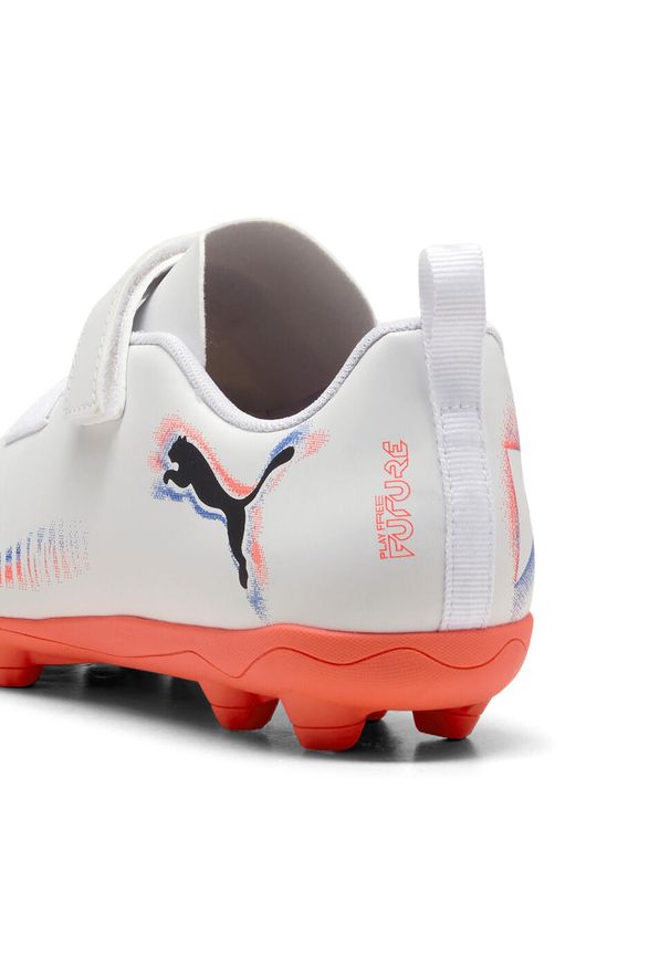 Puma - Dziecięce buty piłkarskie FUTURE 8 PLAY FG/AG PUMA White Black Glowing Red. Kolor: czerwony, biały, wielokolorowy, czarny. Materiał: syntetyk. Szerokość cholewki: normalna. Sport: piłka nożna