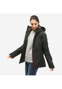 quechua - Kurtka turystyczna damska zimowa Forclaz SH500 mountain -10°C 3w1 wodoodporna. Kolor: czarny. Materiał: materiał. Sezon: zima. Sport: turystyka piesza