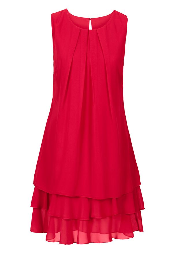 Sukienka szyfonowa bonprix czerwony. Kolor: czerwony. Materiał: szyfon