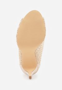Renee - Jasnobeżowe Eleganckie Ażurowe Sandały Vices na Szpilce Nelithin. Okazja: na spotkanie biznesowe. Kolor: beżowy. Wzór: ażurowy. Obcas: na szpilce. Styl: elegancki #9