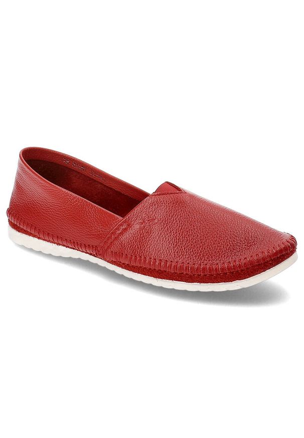 Czerwone Baleriny Maciejka Wygodne Obuwie Damskie. Okazja: na co dzień. Kolor: czerwony. Materiał: skóra. Styl: casual, elegancki