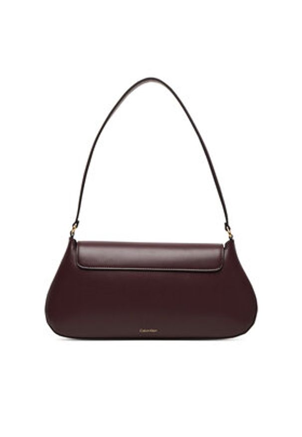 Calvin Klein Torebka Hardware Flap Shoulder Bag LV04F3146G Bordowy. Kolor: czerwony. Materiał: skórzane