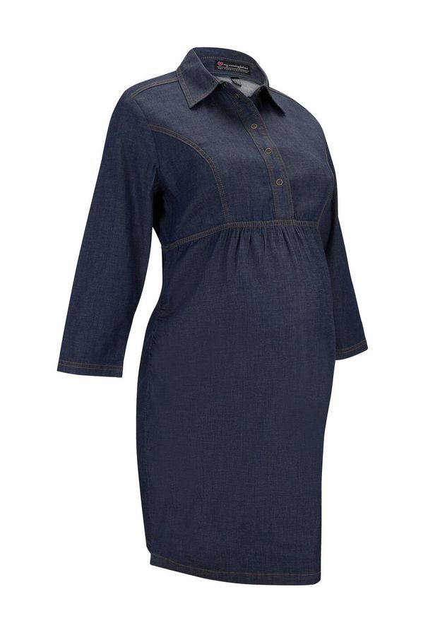 Sukienka dżinsowa ciążowa i do karmienia piersią bonprix ciemny denim. Kolekcja: moda ciążowa. Kolor: niebieski. Materiał: denim