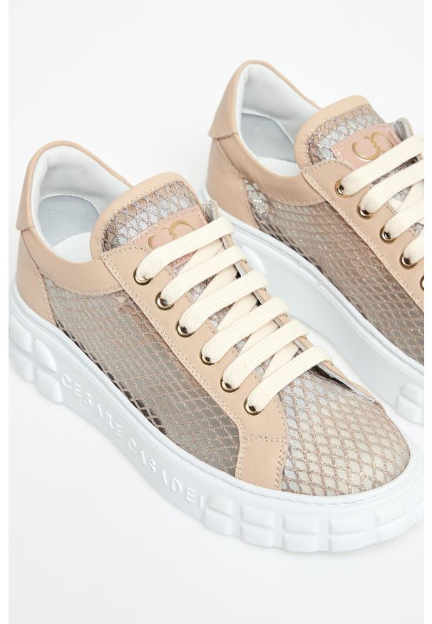 Sneakersy damskie skórzane CESARE CASADEI. Materiał: skóra