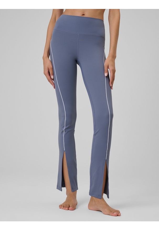 4f - 4F Legginsy do jogi szybkoschnące damskie - niebieskie S. Stan: podwyższony. Kolor: niebieski. Materiał: materiał. Długość: długie. Sport: joga i pilates