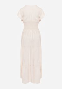 Born2be - Beżowa Sukienka z Wiskozy Heeny. Okazja: na co dzień, na randkę. Kolor: beżowy. Materiał: wiskoza. Wzór: aplikacja, gładki. Sezon: lato. Styl: casual. Długość: maxi #3