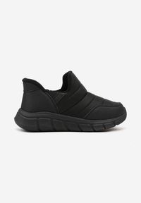 Born2be - Czarne Pikowane Sneakersy Śniegowce na Grubej Tłoczonej Platformie Verta. Okazja: na co dzień. Kolor: czarny. Materiał: jeans. Obcas: na platformie #5